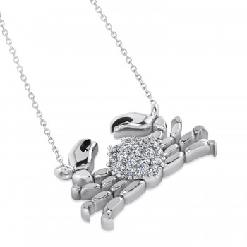 Diamond Island Crab Pendant Necklace 14K White Gold (0.23ct)