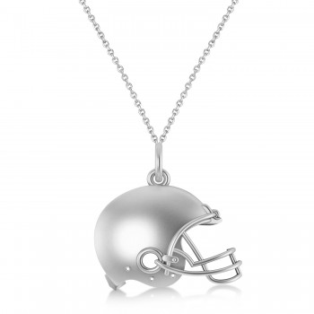 Football Helmet Charm Men's Pendant Necklace 14K White Gold