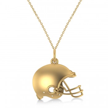 Football Helmet Charm Men's Pendant Necklace 14K Yellow Gold