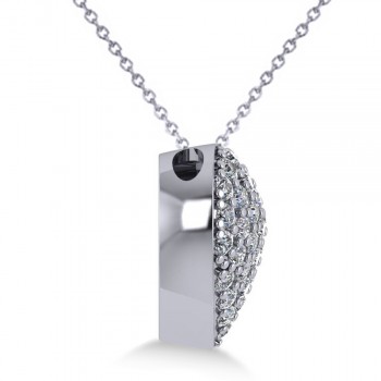 Pave Diamond Puffed Heart Pendant Necklace 14k White Gold (1.38ct)