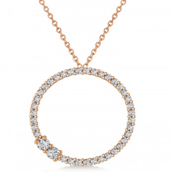 Diamond Locked Circle of Life Pendant Necklace 14k Rose Gold (0.46ct)