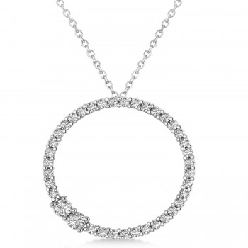 Moissanite Locked Circle of Life Pendant Necklace 14k White Gold (0.46ct)