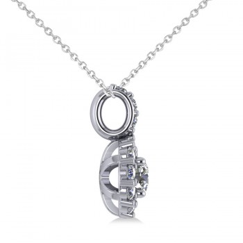 Round Diamond Halo Pendant Necklace 14k White Gold (0.53ct)