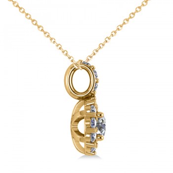 Round Diamond Halo Pendant Necklace 14k Yellow Gold (0.53ct)
