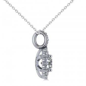 Round Diamond Halo Pendant Necklace 14k White Gold (0.80ct)