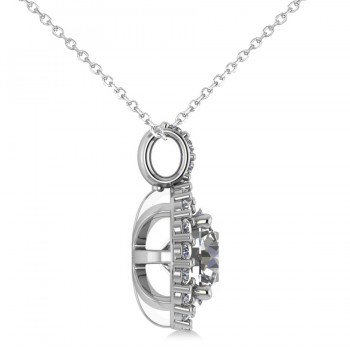 Round Diamond Halo Pendant Necklace 14k White Gold (2.40ct)