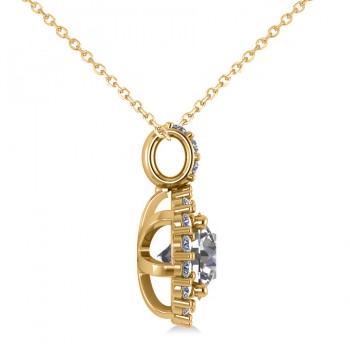 Round Diamond Halo Pendant Necklace 14k Yellow Gold (2.40ct)