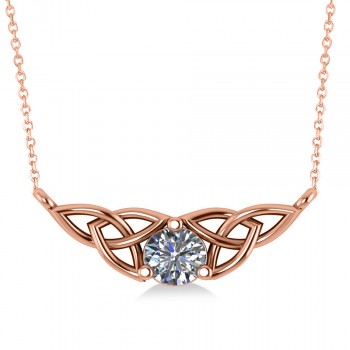 Celtic Round Diamond Pendant Necklace 14k Rose Gold (0.50ct)