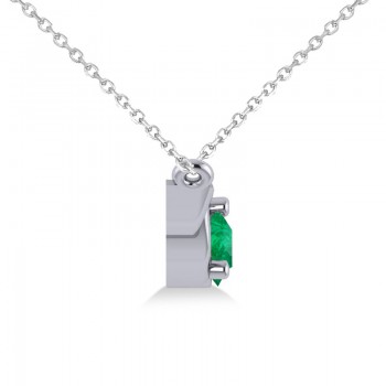 Celtic Round Emerald Pendant Necklace 14k White Gold (0.48ct)