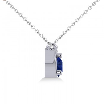 Celtic Round Blue Sapphire Pendant Necklace 14k White Gold (1.30ct)