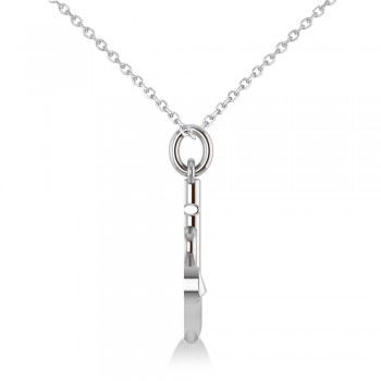 Anchor & Heart Pendant Necklace 14k White Gold