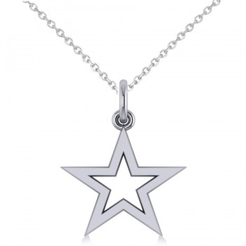 Star Shaped Pendant Necklace 14k White Gold