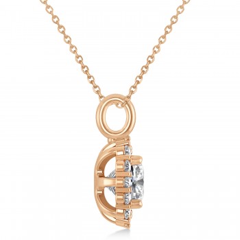 Cushion Cut Diamond Halo Pendant 14k Rose Gold (0.78ct)