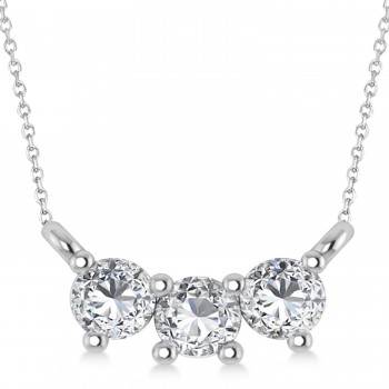 Three Stone Diamond Pendant Necklace 14k White Gold (0.45ct)