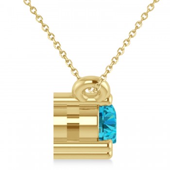 Three Stone Diamond & Blue Diamond Pendant Necklace 14k Yellow Gold (0.45ct)