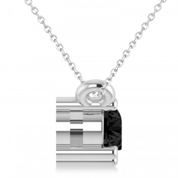 Three Stone Diamond & Black Diamond Pendant Necklace 14k White Gold (0.45ct)