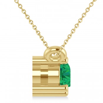 Three Stone Diamond & Emerald Pendant Necklace 14k Yellow Gold (0.45ct)