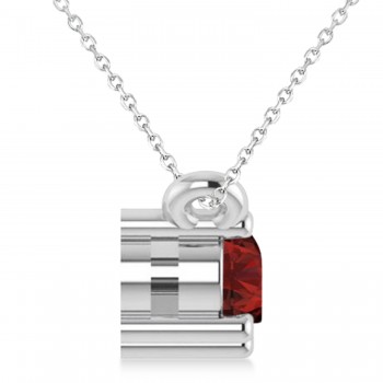 Three Stone Diamond & Garnet Pendant Necklace 14k White Gold (0.45ct)