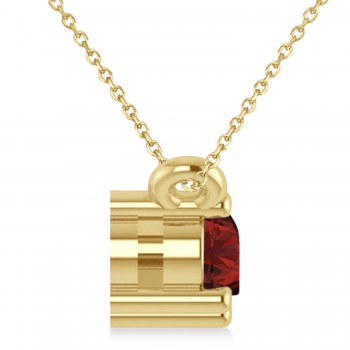 Three Stone Diamond & Garnet Pendant Necklace 14k Yellow Gold (0.45ct)