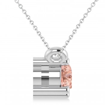 Three Stone Diamond & Morganite Pendant Necklace 14k White Gold (0.45ct)