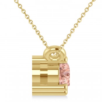 Three Stone Diamond & Morganite Pendant Necklace 14k Yellow Gold (0.45ct)