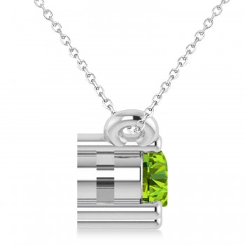 Three Stone Diamond & Peridot Pendant Necklace 14k White Gold (0.45ct)