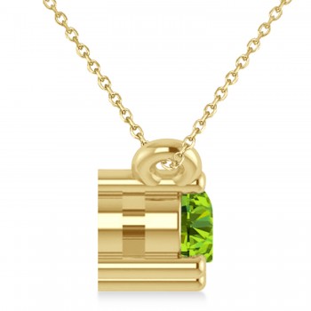 Three Stone Diamond & Peridot Pendant Necklace 14k Yellow Gold (0.45ct)