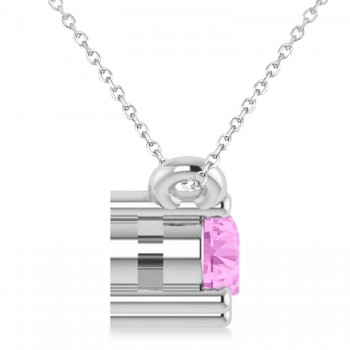 Three Stone Diamond & Pink Sapphire Pendant Necklace 14k White Gold (0.45ct)