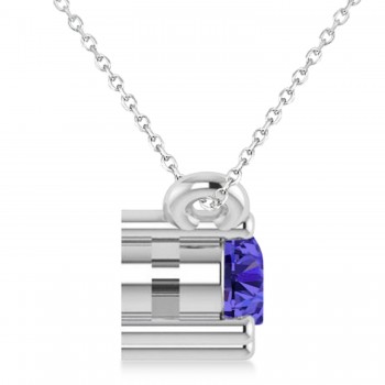 Three Stone Diamond & Tanzanite Pendant Necklace 14k White Gold (0.45ct)