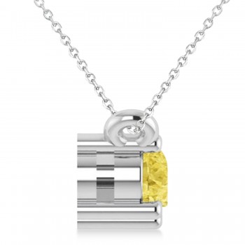 Three Stone Diamond & Yellow Diamond Pendant Necklace 14k White Gold (0.45ct)