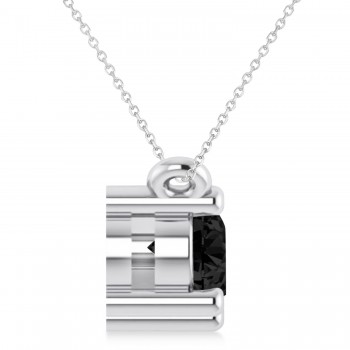 Three Stone Diamond & Black Diamond Pendant Necklace 14k White Gold (1.00ct)