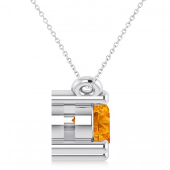 Three Stone Diamond & Citrine Pendant Necklace 14k White Gold (1.00ct)