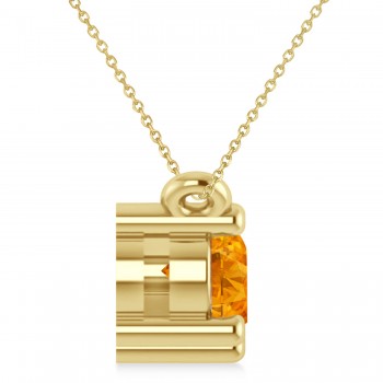 Three Stone Diamond & Citrine Pendant Necklace 14k Yellow Gold (1.00ct)