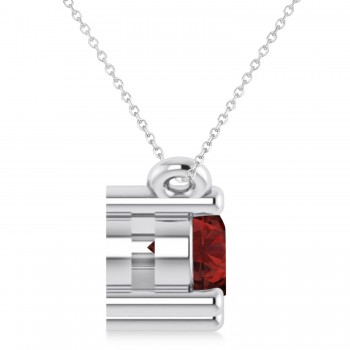 Three Stone Diamond & Garnet Pendant Necklace 14k White Gold (1.00ct)