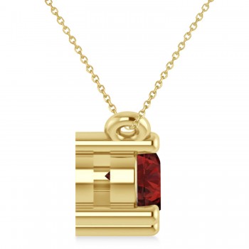 Three Stone Diamond & Garnet Pendant Necklace 14k Yellow Gold (1.00ct)