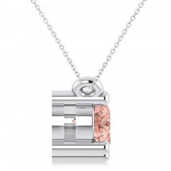 Three Stone Diamond & Morganite Pendant Necklace 14k White Gold (1.00ct)