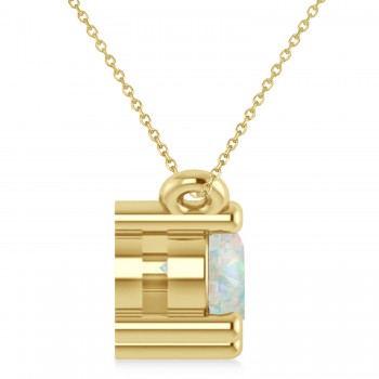 Three Stone Diamond & Opal Pendant Necklace 14k Yellow Gold (1.00ct)