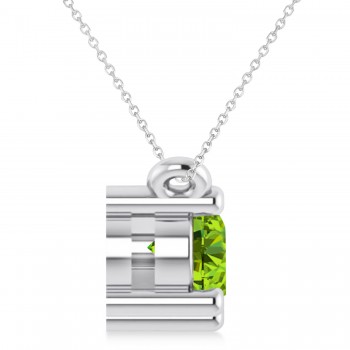 Three Stone Diamond & Peridot Pendant Necklace 14k White Gold (1.00ct)