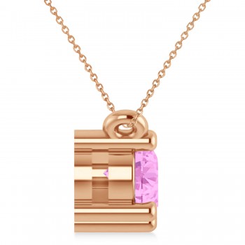 Three Stone Diamond & Pink Sapphire Pendant Necklace 14k Rose Gold (1.00ct)