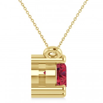 Three Stone Diamond & Ruby Pendant Necklace 14k Yellow Gold (1.00ct)