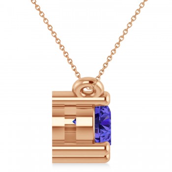 Three Stone Diamond & Tanzanite Pendant Necklace 14k Rose Gold (1.00ct)