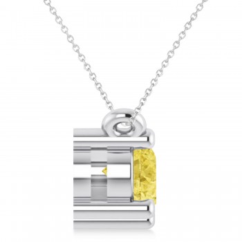 Three Stone Diamond & Yellow Diamond Pendant Necklace 14k White Gold (1.00ct)