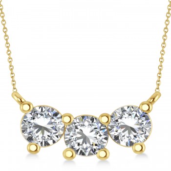 Three Stone Diamond Pendant Necklace 14k Yellow Gold (1.50ct)