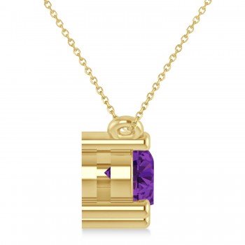 Three Stone Diamond & Amethyst Pendant Necklace 14k Yellow Gold (1.50ct)