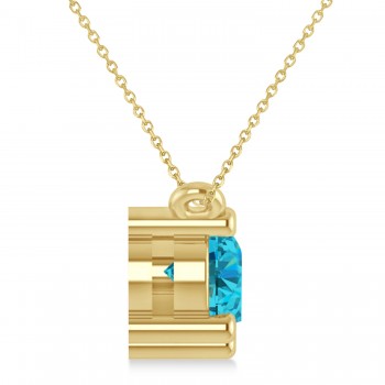 Three Stone Diamond & Blue Diamond Pendant Necklace 14k Yellow Gold (1.50ct)