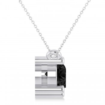 Three Stone Diamond & Black Diamond Pendant Necklace 14k White Gold (1.50ct)