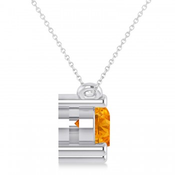 Three Stone Diamond & Citrine Pendant Necklace 14k White Gold (1.50ct)