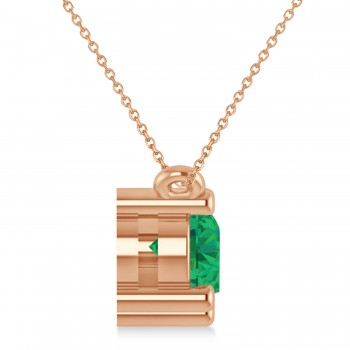 Three Stone Diamond & Emerald Pendant Necklace 14k Rose Gold (1.50ct)