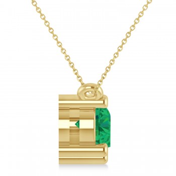 Three Stone Diamond & Emerald Pendant Necklace 14k Yellow Gold (1.50ct)