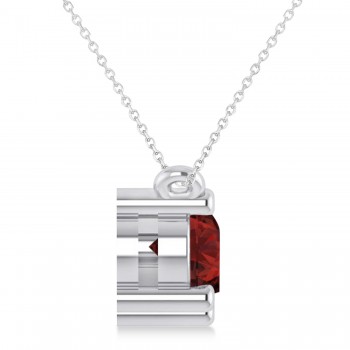 Three Stone Diamond & Garnet Pendant Necklace 14k White Gold (1.50ct)